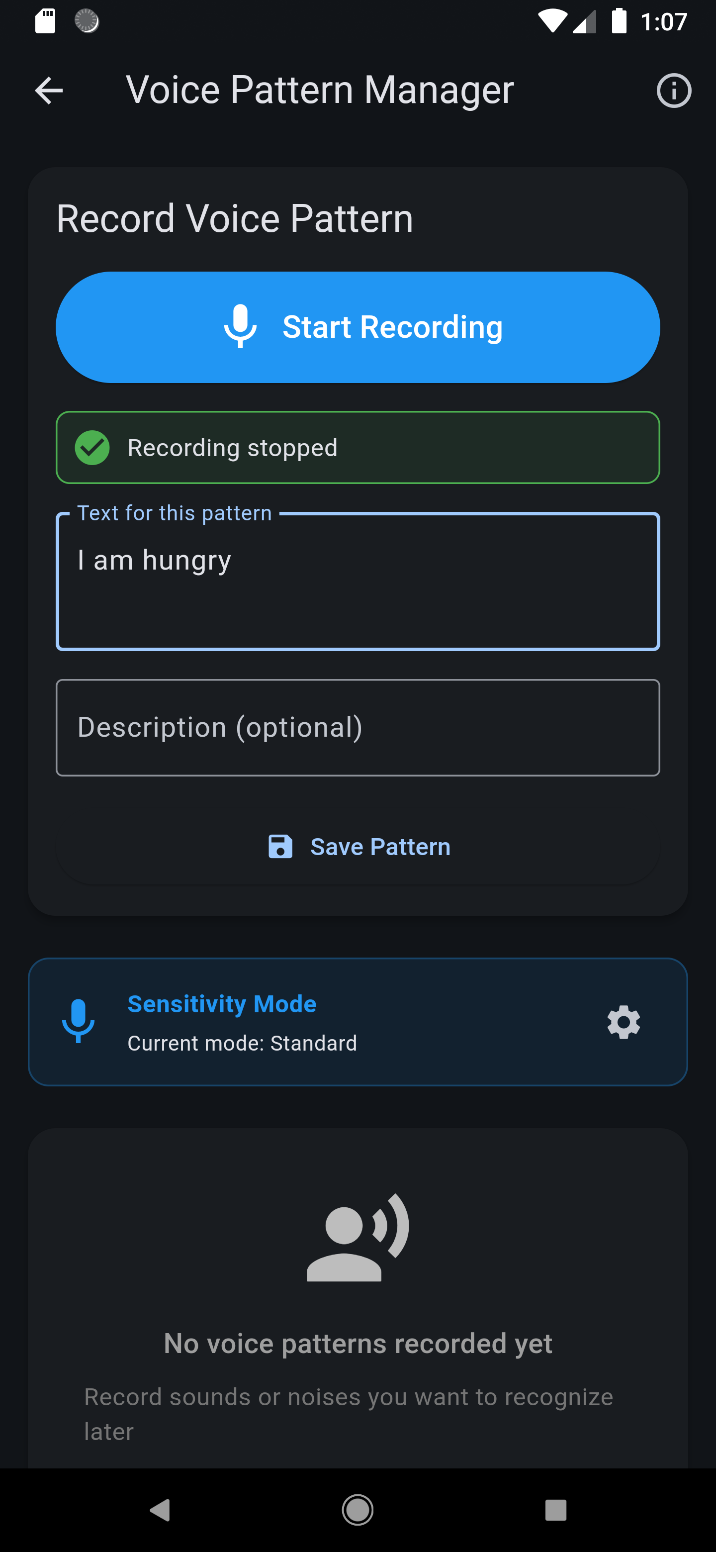 Sprach-Mustererkennung Screenshot